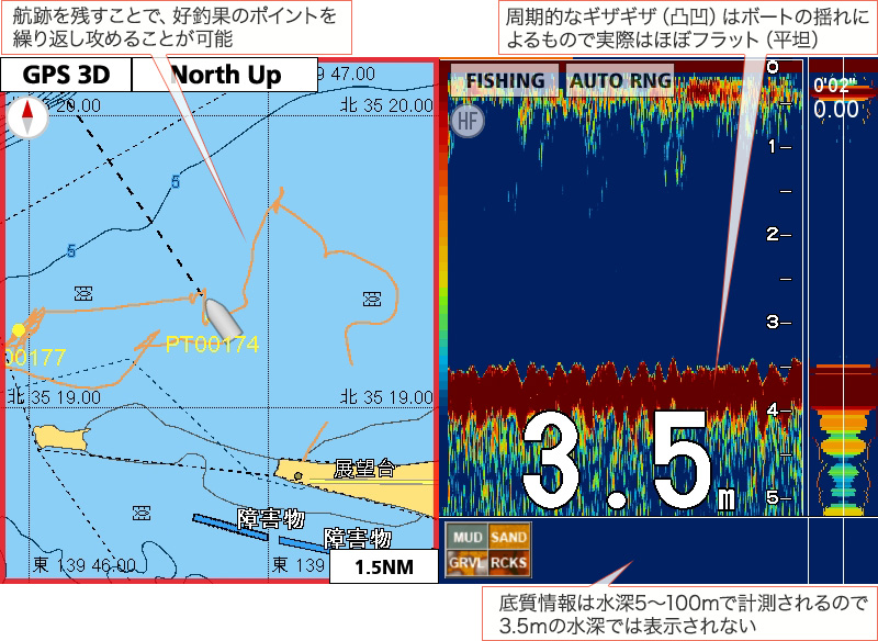 イイダコを追う GPS魚探映像