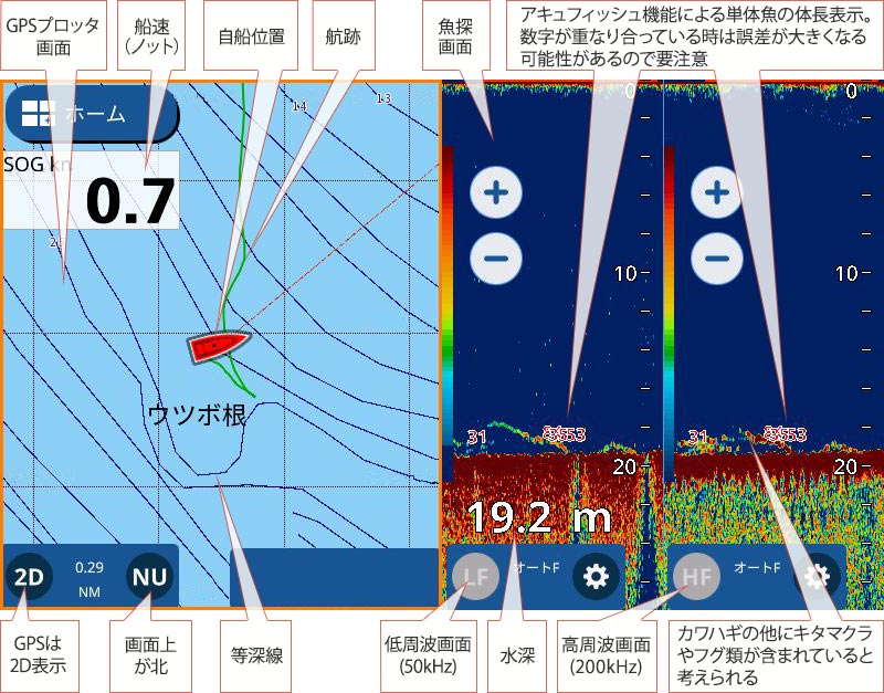 カワハギを追う vol.7 GPS魚探映像