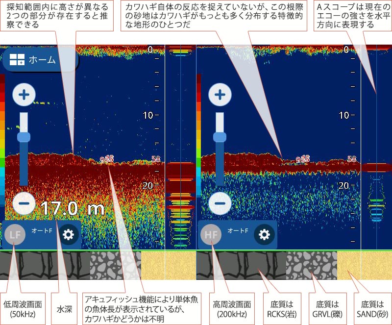 カワハギを追う vol.8 GPS魚探映像