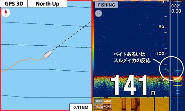 スルメイカを追う vol.2 GPS魚探映像
