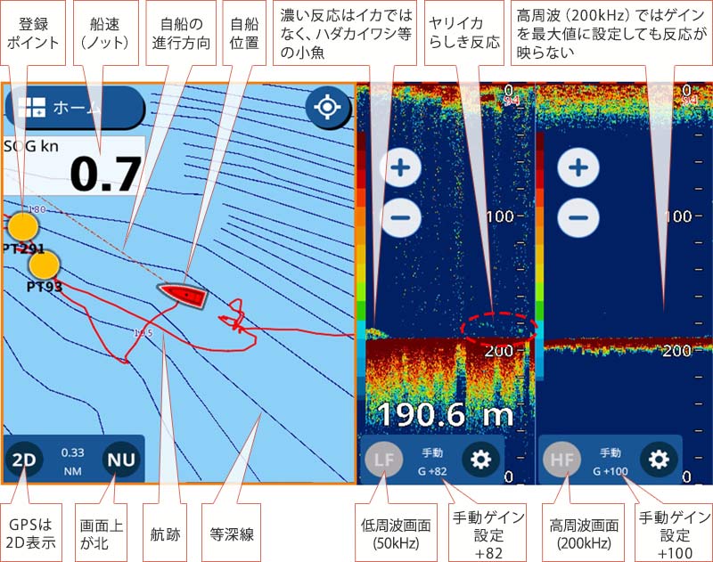 ヤリイカを追う vol.6 GPS魚探映像